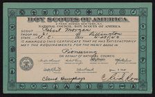 Pioneering merit badge certificate